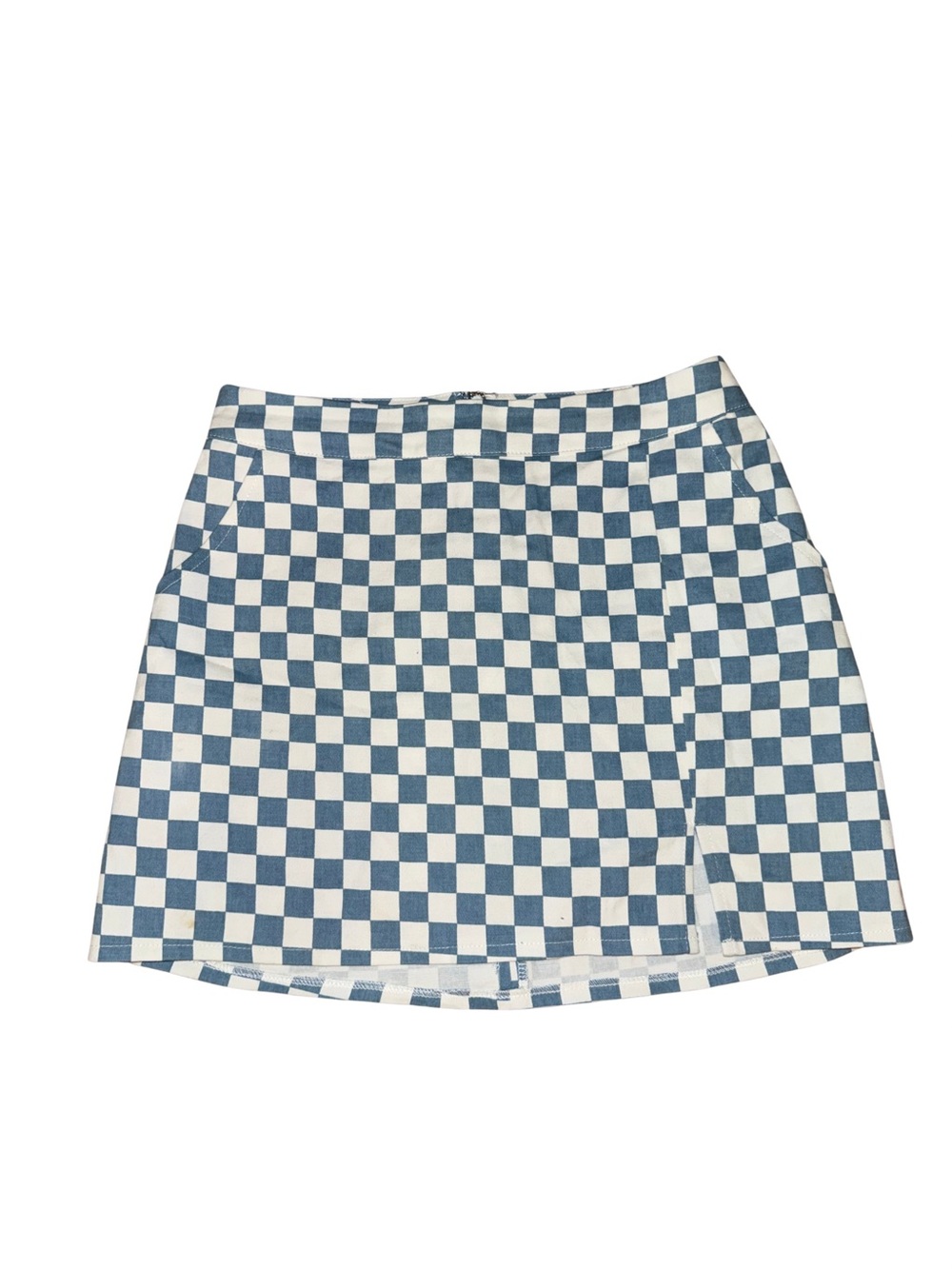 Checkerboard Blue and White Mini Skirt